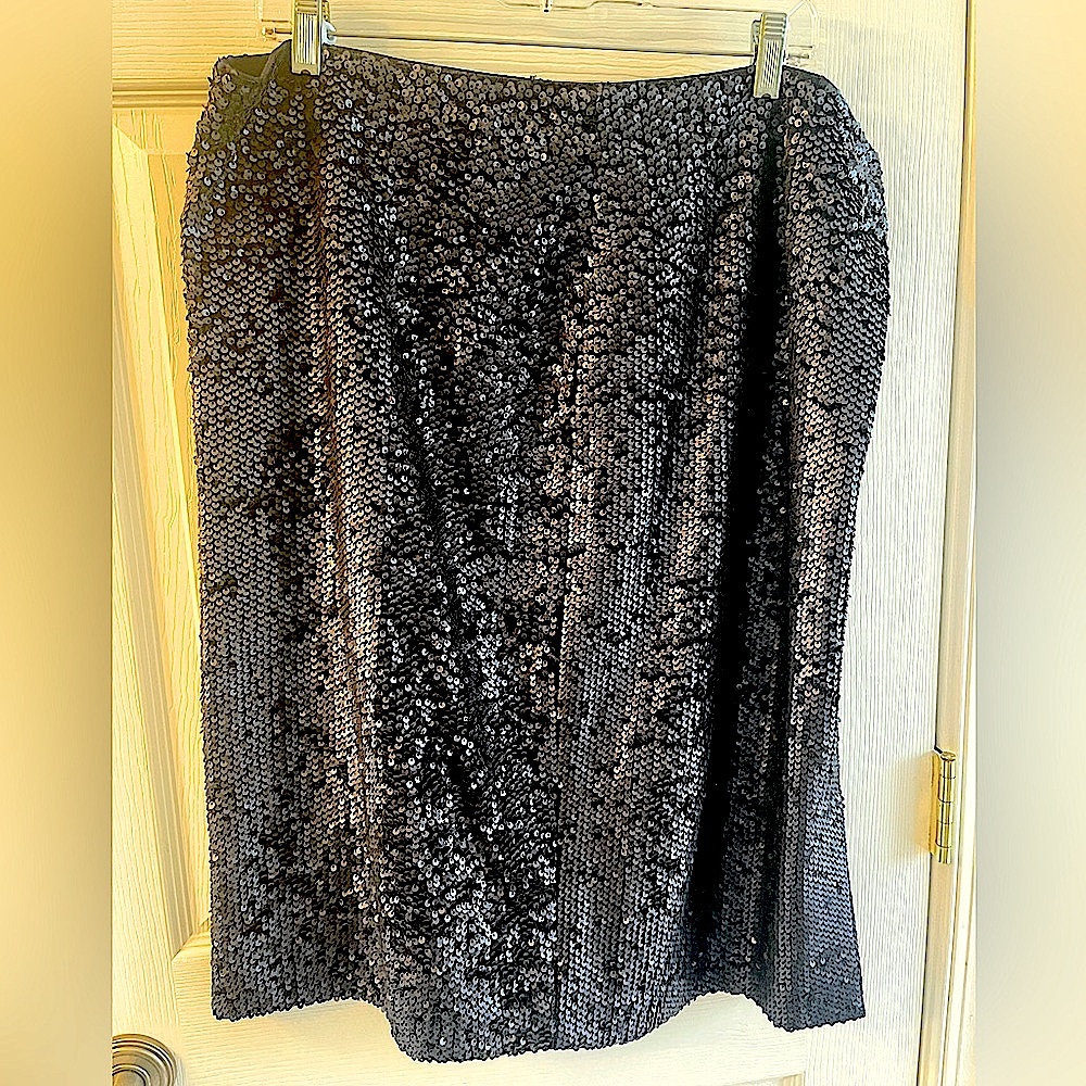 Ann Taylor Sequin Pencil Skirt in Navy Blue